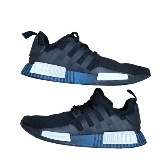 Rare 2020 Adidas NMD R1 Black Metal Grey Lush Blue Size 13 - Picture 4 of 16